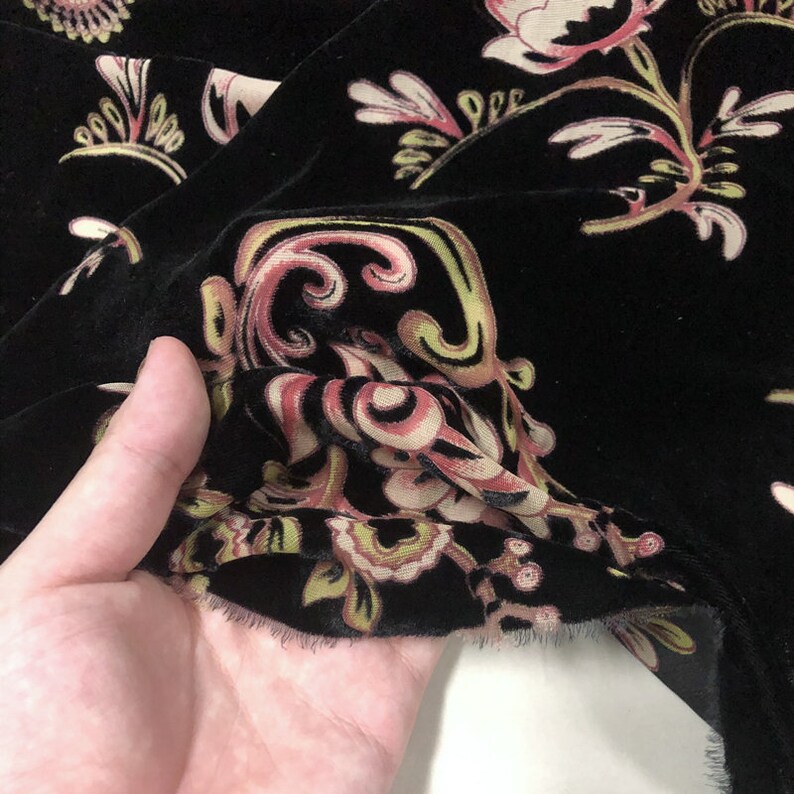 Floral Silk Velvet Fabric by the Yard Etsy