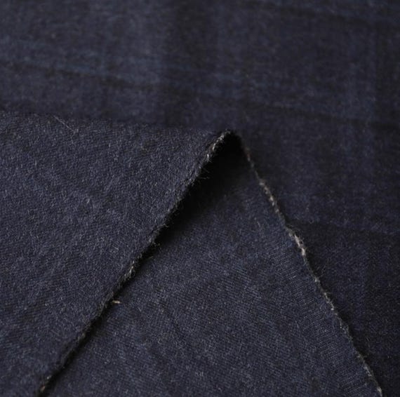 Plaid worsted wool fabric by the yard