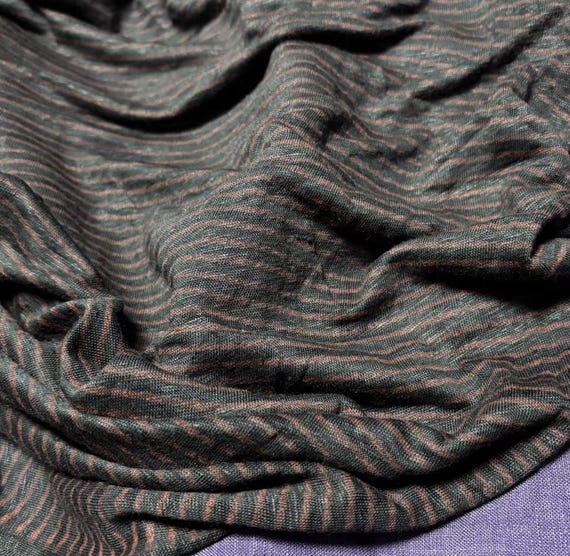Striped Knit linen jersey fabric by the yard