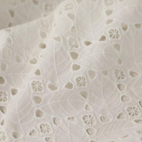 Embroidery cotton lace fabric by the yard