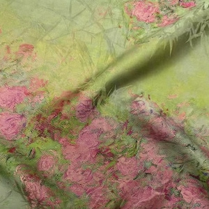 Jacquard Print Gambiered silk fabric by the yard