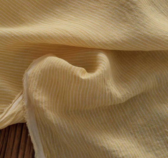 Striped linen fabric by the yard