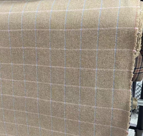 Plaid wool fabric by the yard