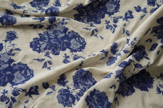 Jacquard linen cotton fabric by the yard