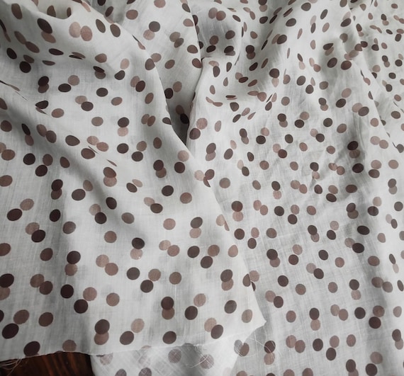 Polka Dots Print ramie fabric by the yard
