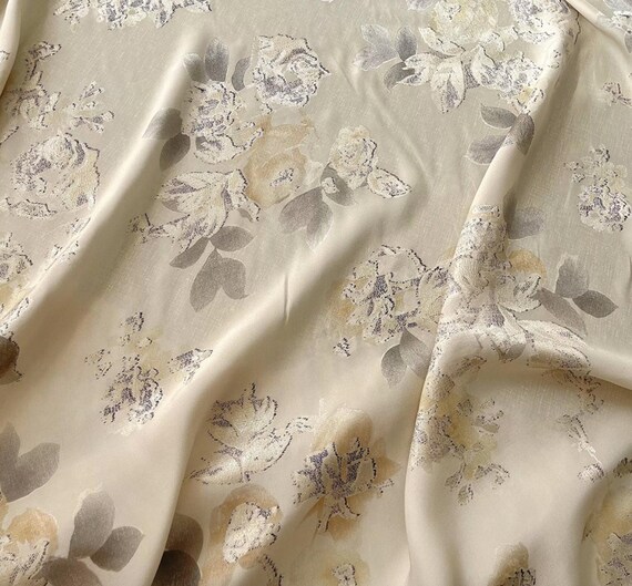 Jacquard print silk fabric by the yard