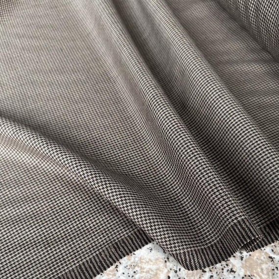 Houndstooth Silk Wool Worsted Fabric by the yard