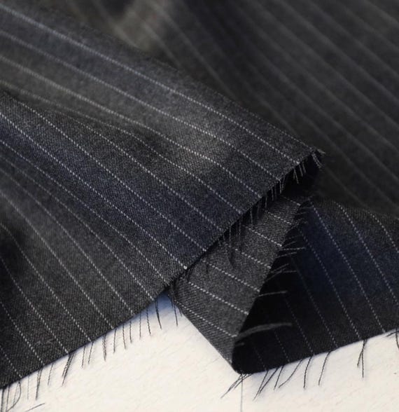 Striped Worsted Wool fabric by the yard