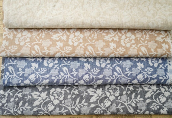 Jacquard linen cotton fabric by the yard