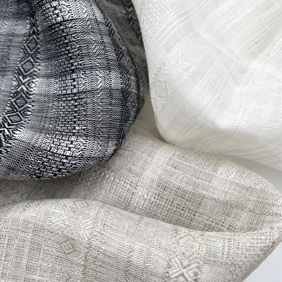 Jacquard linen fabric by the yard