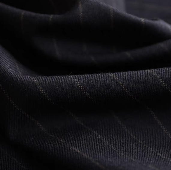 Striped Worsted Wool fabric by the yard