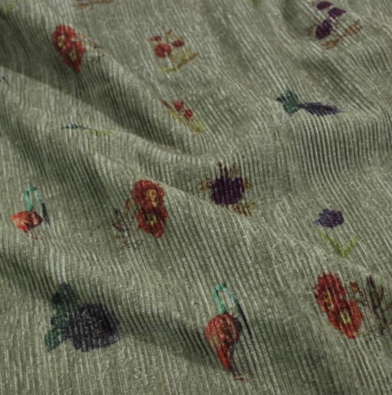 Print corduroy cotton fabric by the yard