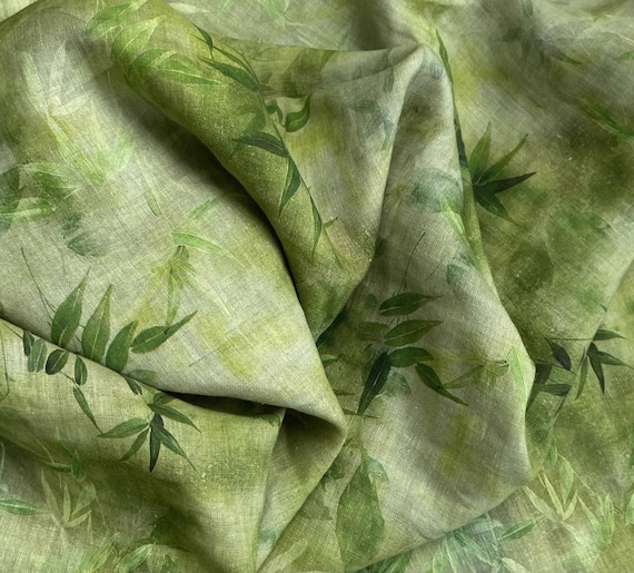 Print floral linen fabric by the yard