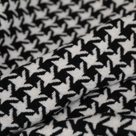 Houndstooth wool fabric by the yard