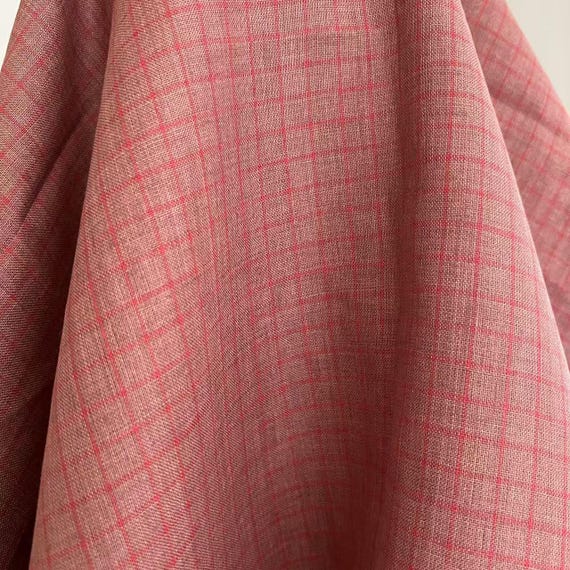 Plaid linen fabric grid gingham checkered linen fabric by the yard