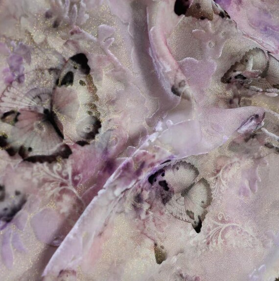 Butterfly Burnout Velvet Silk Fabric by the yard