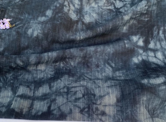 Tie dyed style striped hemp fabric by the yard