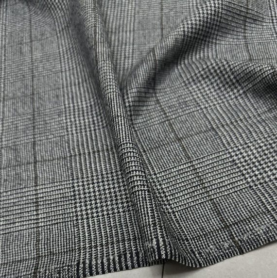 Plaid worsted wool fabric by the yard