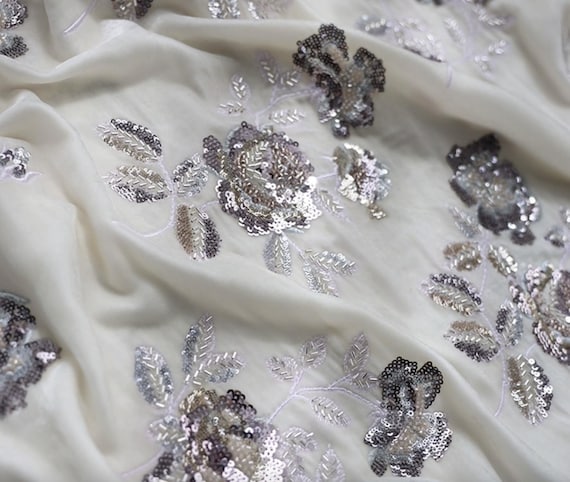 Embroidery Silk velvet fabric, Embroidered Embroidery Fabric by the yard