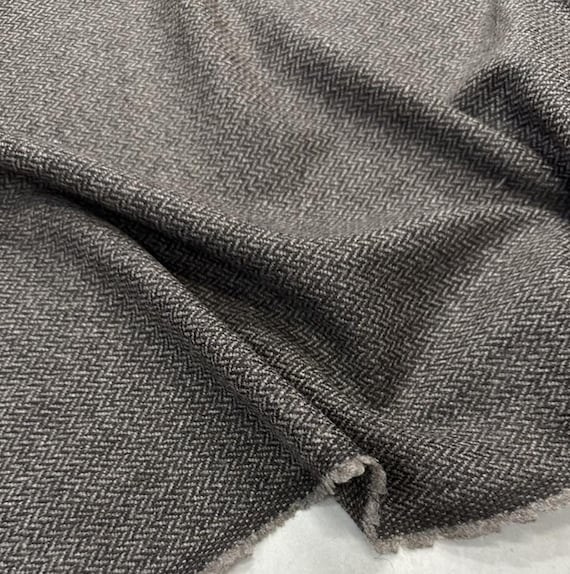 Herringbone virgin wool fabric by the yard