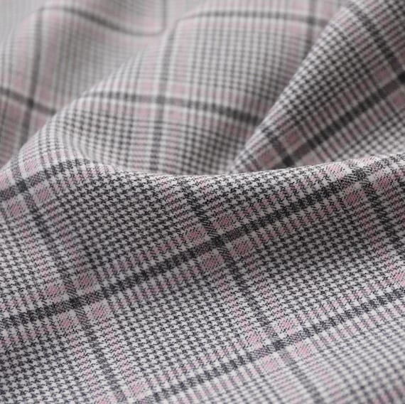 Plaid worsted wool fabric by the yard