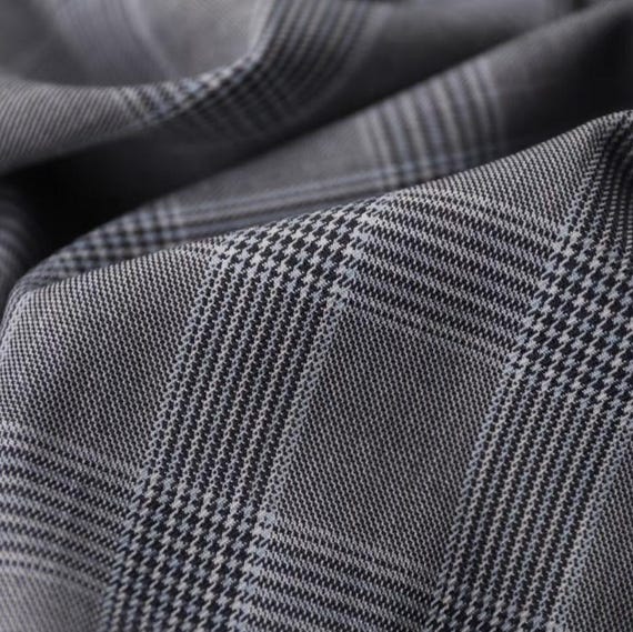 Plaid worsted wool fabric by the yard
