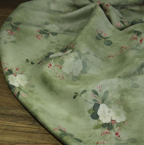 Print cupra fabric, Floral cupro fabric by the yard