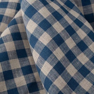 Plaid linen fabric grid gingham checkered linen fabric by the yard