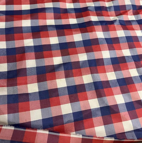 Plaid Tussah silk fabric by the yard