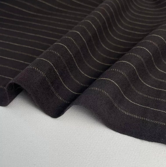 Striped Worsted wool fabric by the yard