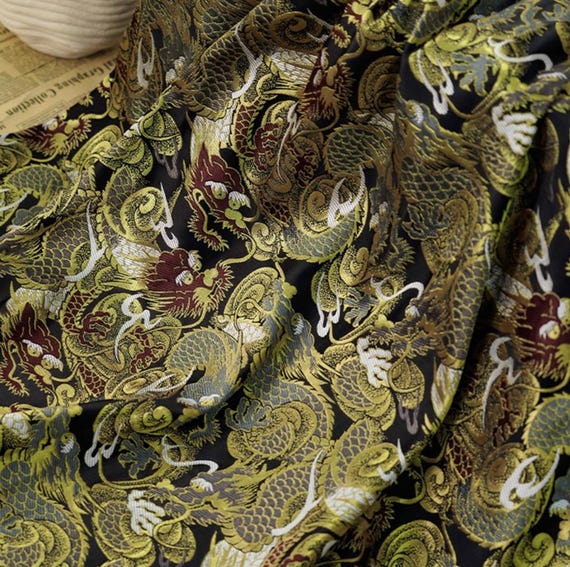Dragon Jacquard brocade fabric by the yard