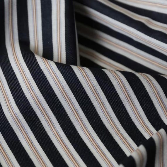 Striped cotton fabric by the yard
