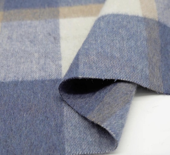 Double Sided Plaid Wool fabric by the yard