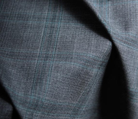 Italian Fabric Plaid Worsted Wool fabric by the yard for Suiting