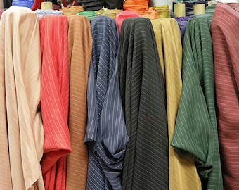 Multi color options striped Sand washed cupro fabric by the yard