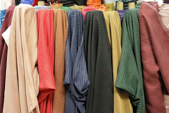 Multi color options striped Sand washed cupro fabric by the yard