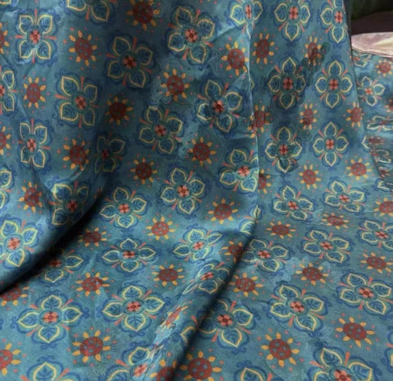 Jacquard Gambiered silk fabric by the yard