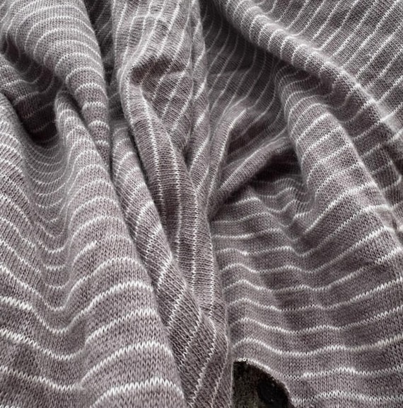 Striped Knit linen jersey fabric by the yard