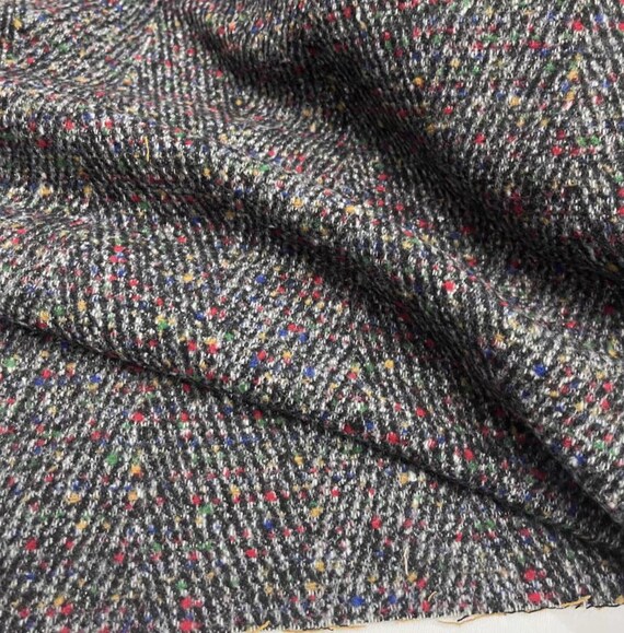 Specks Herringbone wool fabric by the yard