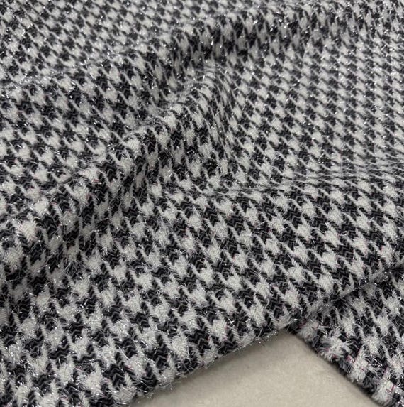 Metallic Houndstooth Wool fabric by the yard