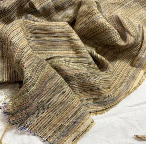 Striped linen fabric by the yard