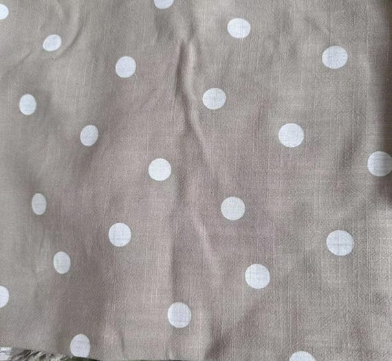Polka dots print linen viscose fabric by the yard