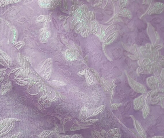 Floral Jacquard silk fabric, Embossed silk fabric by the yard