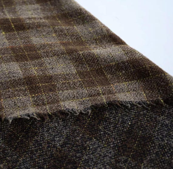 Plaid wool fabric by the yard