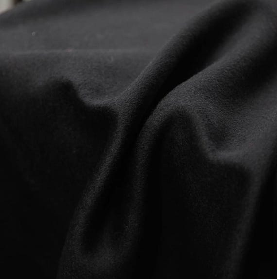 Black Double Faced wool fabric, Double Sided Wool fabric by the yard