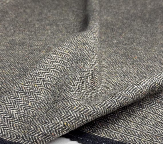Herringbone wool fabric by the yard