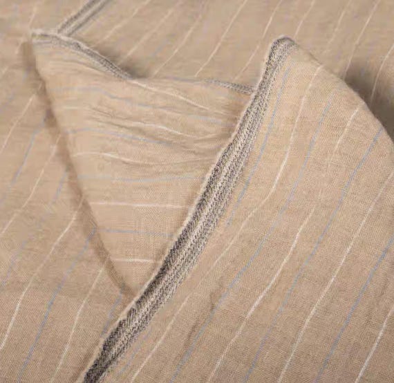 Striped linen fabric by the yard