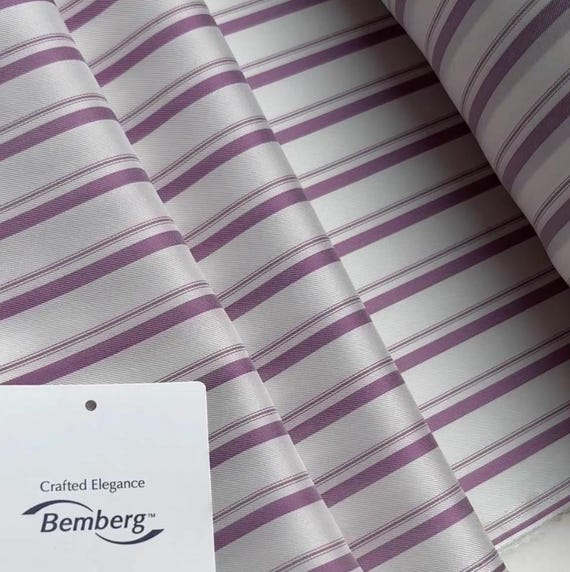 Striped Bemberg cupra fabric, Cupro lining fabric by the yard