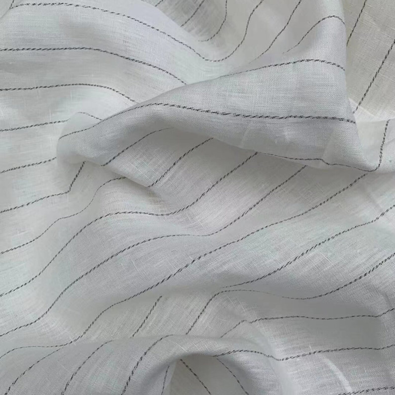 Striped linen fabric by the yard Etsy