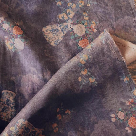 Print linen fabric by the yard